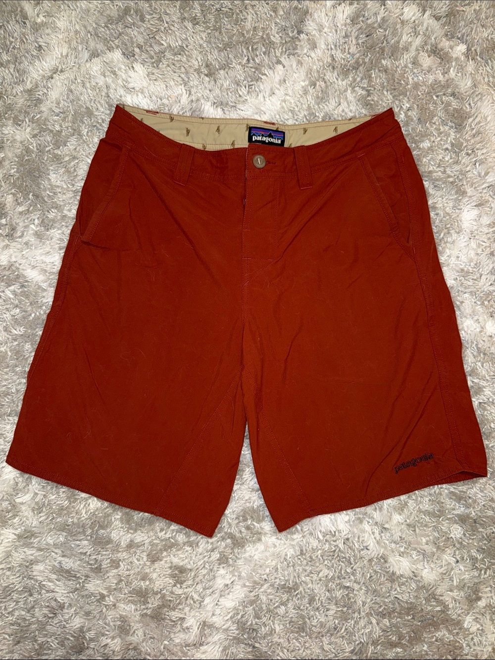 Patagonia Men’s Rust Orange Flat Hybrid Swim Shorts